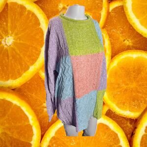 Samantha Taylor Women's Acrylic Colorblock‎ Crew Neck Long Sleeve Sweater Size L